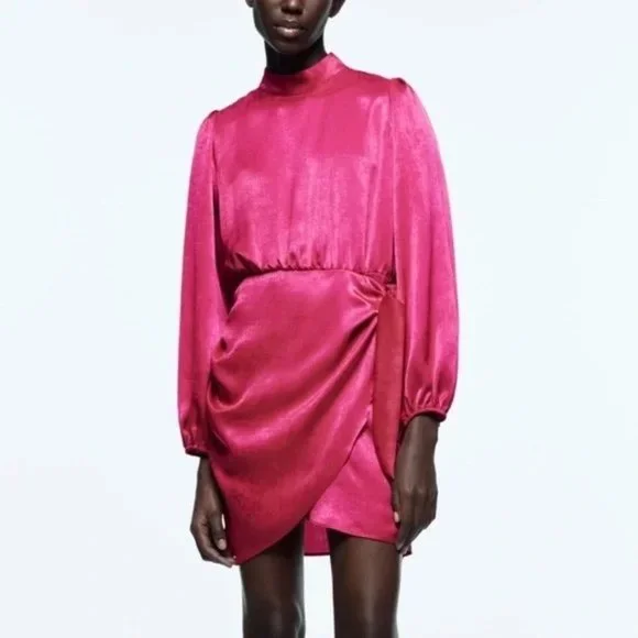 Zara | Dresses | Zara Hot Pink Satin Effect Mock Neck Dress Size Xs | Poshmark Zara | Dresses | Zara Hot Pink Satin Effect Mock Neck Dress Size Xs | Poshmark